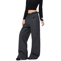 LIZAKOSHT - Women Vintage Baggy Stripe Jeans High Waist Grunge Denim Trousers 2000s Y2k Harajuku Aesthetic Pants Trashy Clothes