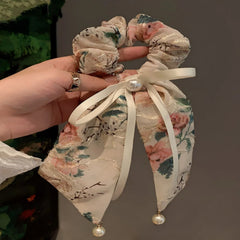 LIZAKOSHT - 1PC Super Fairy, Pearl, Butterfly, Ribbon, Small Intestine Loop, Sweet, Girl, Tie Marble Hair Rope, Premium, Ponytail, Temperame