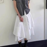 LIZAKOSHT  -  Irregular Skirts Woman Solid Spring Summer Vintage Jupe Femme Korean Fashion High Waist Chic Elegant Long Skirt