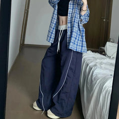 LIZAKOSHT - Y2K Striped Sweatpants Women Streetwear Oversized Baggy Joggers Harajuku Patchwork Wide Leg Pants Summer Korean Trousers