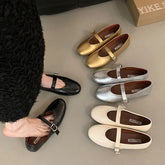 LIZAKOSHT  -  Spring Brand Women Flats Soft Leather Eelgant Dress Shoes Round Toe Shallow Slip On Ladies Casual Ballet Shoes New Woman