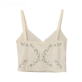 LIZAKOSHT - Sexy Fashionable KAOPU ZA Summer New Women's Embroidered Silk Camisole Top Strapless Backless Polyester Fabric Ladylike