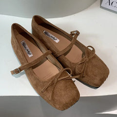 LIZAKOSHT - Autumn Women Flat Shoes Round Toe Shallow Slip On Mary Jane Shoes Soft Flat Heel Ladies Casual Dress Ballerinas Shoes New