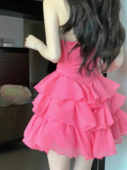 LIZAKOSHT - Ruffles Shor Dresses Sexy Straples New Simple Flower Vestido De New