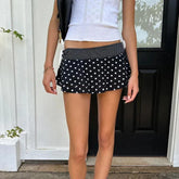 LIZAKOSHT - Spring/Summer New Fashion Women's Dress with Polka Dot Drawstring Puff and Inner Lining