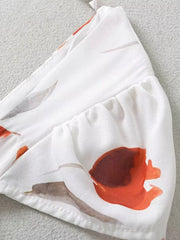 LIZAKOSHT - Summer New Flower Printed Square Collar High Waist Slim Dress Short Skirt