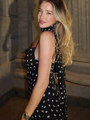 LIZAKOSHT - Halter Scarf Polka Dot Dress Pile Collar Slim Fit Suspender Lady Robes Beach Wrap Hip Fishtail Women's Camisole Long Dresses