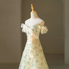 LIZAKOSHT - Elegant A-line Beige Floral Wedding Dress Off Shoulder Sleeveless Lace Up Midi Prom Gown for Women Vestidos De Noche#18313