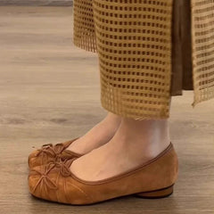 LIZAKOSHT - Novelty Bowknot Design Low Heel Pumps Women Comfortable Square Toe Lightweight Designer Shoes for Ladies Fashion Brand Loafers