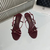 LIZAKOSHT - Brand Ankle Strap Sandals Women Fashion Thin High Heels Party Dress Shoes Narrow Band Casual Sandalias Black White Wine Red