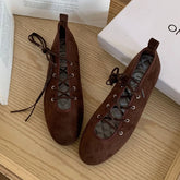 LIZAKOSHT - Autumn Cross Tied Round Toe Flat Shoes Women Retro Comfort Casual Shoes Shallow Ballet Style Elegant Mary Jane Shoes Women