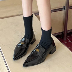 LIZAKOSHT - Autumn New Brand Women Flat Shoes Fashion Pointed Toe Slip On Ladies Casual Laofer Shoes Flat Heel Dress Flat Shoes New