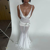 LIZAKOSHT - 3Pcs Rose Bikini Sexy Swimsuit Women Push Up Swimwear Female Brazilian Biquini Ruffle Bathing Suit Long Skirt Beachwear Cover Up