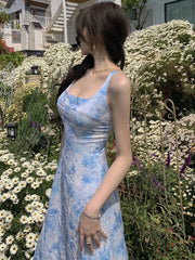 LIZAKOSHT - Elegant Evening Dress Sweet Floral Slim Midi Club Gown Beach Robe Femme Ladies Sexy Mujer Vestido Summer Dress For Women