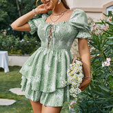 LIZAKOSHT - Spring/Summer Dress for Woman Fashion Sexy Short Sleeve Casual One-word Neck Stretch Print Slim Fit Jumpsuit Mini Dresses