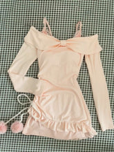 LIZAKOSHT - Two Piece Sets Outfits Women Sweet Sexy Lace Pink Camisole Dress + Long Sleeve Slim Fit Y2k Crop Tops Spring Vintage Y2k Suits