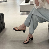 LIZAKOSHT - metal buckle clip toe women sandals high heels summer party shoes for woman narrow band gladiator sandalias mujer big size 43