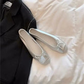 LIZAKOSHT  -  Spring Bow Ballet Shoes Fashion Shallow Square Toe Slip On Women Flat Loafers Casual Outdoor Soft Sole Single Shoes