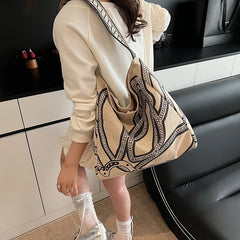 LIZAKOSHT - Retro Large Capaci Canvas Tote Bag Women's New Sle Lazy Faion Single oulder Bag Trendy Tot Bag Briti Sle Con...