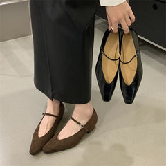 LIZAKOSHT - Spring New Women Pointed Toe Shallow Buckle Strap Ladies Casual Ballet Soft Leather Eelgant Dress Shoes