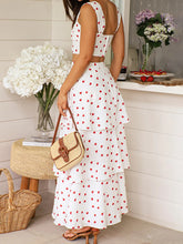 LIZAKOSHT - Casual 2-Piece Set with Floral Print Crop Top and Ruffled High Waist Skirt for Trendy Street Style Fashionistas