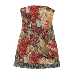LIZAKOSHT - Sexy Floral Jacquard Weave Strapless Dress Women Side Zipper Slim Waist Package hips Hem Tassel Short Dresses Party Robe Vestiod