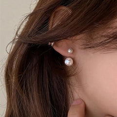 LIZAKOSHT - Simple Sweet C Shape Baroque Women Geometric Mental Hoop Earrings Korean Style Earrings Female Stud Earrings Pearl Earrings