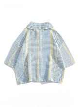 LIZAKOSHT - Men's Contrast Color Hollow Personalized Lapel Knitted Shirts Trendy Niche Handsome Casual Loose Short-sleeved Cardigan Tops