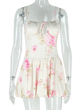 LIZAKOSHT - Hit Color Printing Tunic Dresses for Women Square Collar Sleeveless High Waist Elegant Sweet Dress Female Fashion Style New