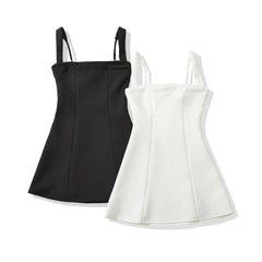LIZAKOSHT - Sexy Low Chest Slash Chest Corset style Sling Dress Women Cross Lacing up Back A-lined Mini Dresses Party Skater Short Sun Robe