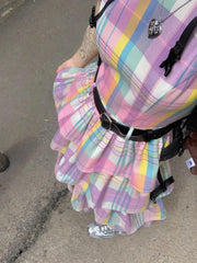 LIZAKOSHT  -  Plaid Dress Rainbow Summer Japanese Kawaii Women Casual Sleeveless Even Party Y2k Korean Fashion Lolita Style Vintage Cake Dress
