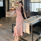 LIZAKOSHT - Ele Long Dr Svel Satin Evening Gown Women's Faionable Retro Sle Maxi Dr for Banquet Summer New