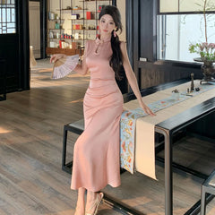 LIZAKOSHT - Ele Long Dr Svel Satin Evening Gown Women's Faionable Retro Sle Maxi Dr for Banquet Summer New
