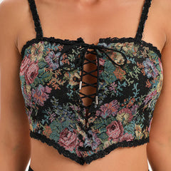 LIZAKOSHT - Skinny Strappy Women Summer Tassels Camisole Sexy Hollow Out Y2K Lolita Lace Crop Tops Vests Female Harajuku Streetwear