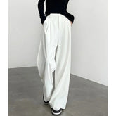 LIZAKOSHT  -  Korean White Wide Leg Pants Women Elegant Classic High Waist Casual Trousers Straight Cut Office Lady Commuter Suit Pants