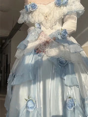 LIZAKOSHT - French Elegant Retro Dress Classical Elements Gradient Color Lolita Long