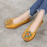 LIZAKOSHT - High Quality Genuine Leather Flats Woman Spring Shoes Super Designer Flats Women Flower Ladies Casual Shoes Female Loafers