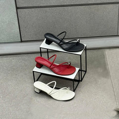 LIZAKOSHT - metal buckle clip toe women sandals high heels summer party shoes for woman narrow band gladiator sandalias mujer big size 43