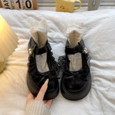LIZAKOSHT - British Style Vintage Women Mary Jane Shoes Concise Butterfly-knot Single Shoes Ladies Height Increase Dress Leather Pumps