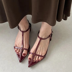 LIZAKOSHT - Fashion Clip Toe Sandals Women Flats Heels Ladies Shoes Narrow Band Gladiator Sandals Party Dress Ankle Strap Shoes Sliver Mujer