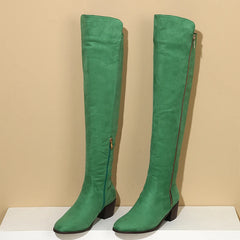 LIZAKOSHT - new spring antumn women long boots plus size 22.5-28cm pu upper side zippers over-the-knee boots high heels women shoes