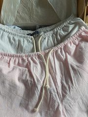 LIZAKOSHT - Pink Striped Drawstring Casual Pants Summer Elastic High Waist Cotton Thin Loose Trousers Women Casual Simple Sweet Home Pants