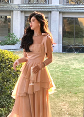 LIZAKOSHT - Elegant Fashion Sleeveless Midi Dresses for Women Summer Sexy Evening Party Chiffon Patchwork Spaghetti Strap Female Clothing