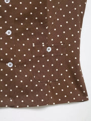 LIZAKOSHT - Vintage American Office Lady Women T Shirt Y2k Fashion Popular Polka Dot Print Thin Punk Clothes Harajuku Slim Waist Buttons Top