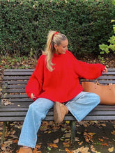 LIZAKOSHT - Casual Wine Red Women's Knitted Turtleneck Pullover Casual Oversized Long Sleeve Warm Jumpers Lady High Street Outerwears