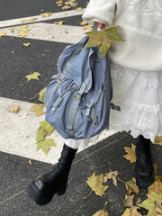 LIZAKOSHT - New Women's Shoulder Bags Korean Lightweight Misty Blue Nylon Unisex Large Capacity Backpack