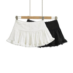 LIZAKOSHT - White Mini Skirts Y2k Clothes Cute White Lace Skirts Korean Style Embroidery Skirts For Women Black Mini Skirts High Waisted