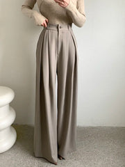 LIZAKOSHT - SuperAen Korean Style Pleated Slimming Loose Casual Pants for Women's Autumn New Solid Color Drape Full Length Pants