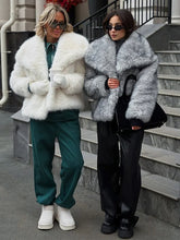 LIZAKOSHT  -  Fashion Vintage Fur Coats For Women Lapel Full Sleeve Oversize Loose Coat 2025 Female Winter Chic Casual High Street Outerwear