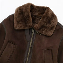 LIZAKOSHT - new Faux Fur Jacket Women Autumn Winter Coat Turn-Down Collar Spliced Coats Zipper Pockets Long Sleeve New Fashion Outerwear